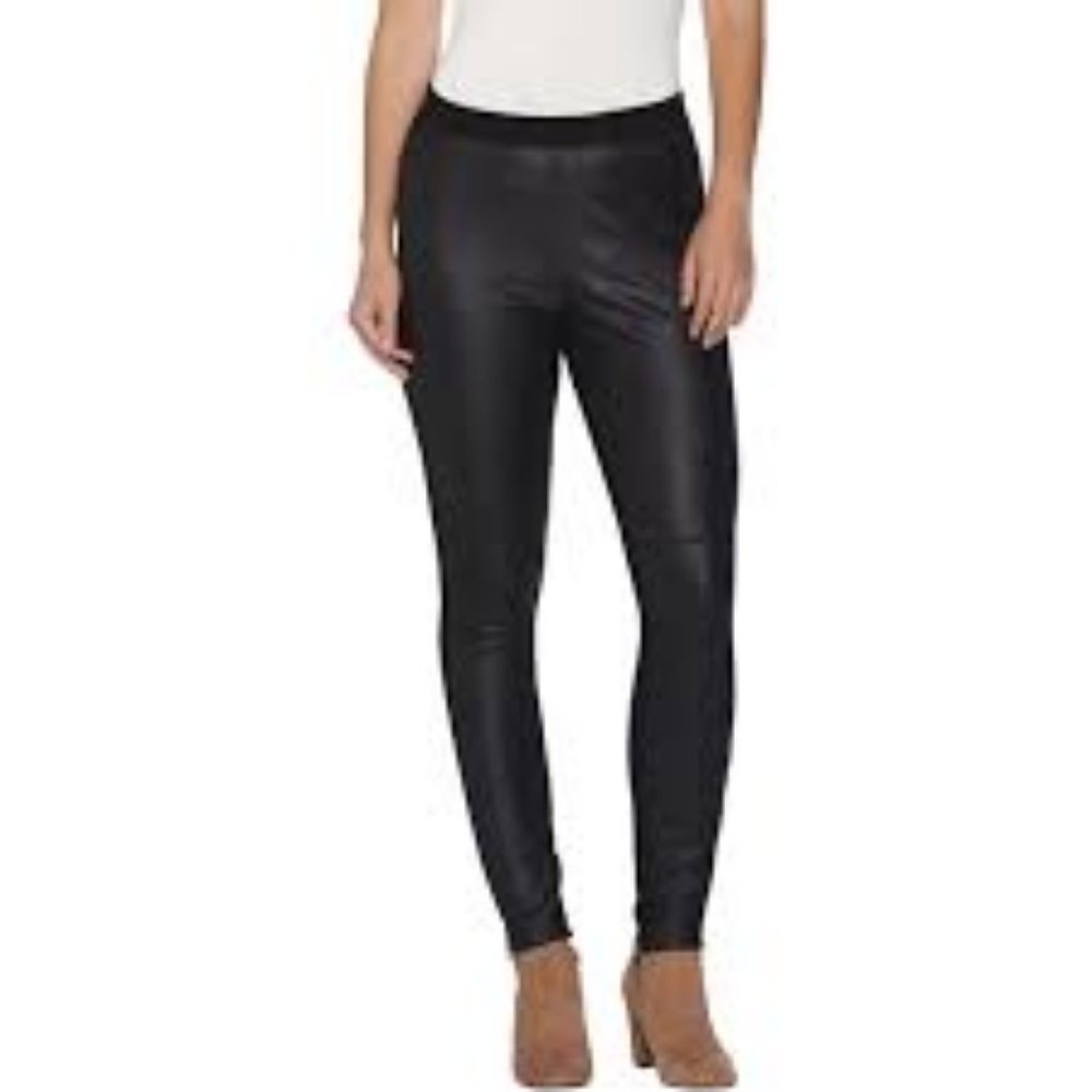 NWT H HALSTON‎ EMBOSSED FAUX SUEDE ZIP LEGGINGS 2